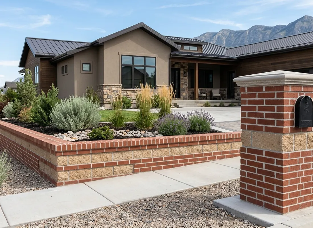 Brick & block garden wall