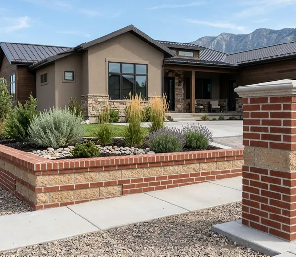 Brick and block garden wall