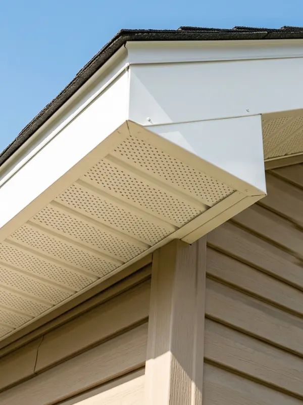 New soffit and fascia under a roof overhang