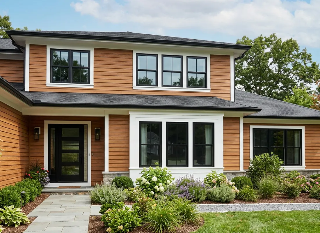 Wood-look siding with new window trim