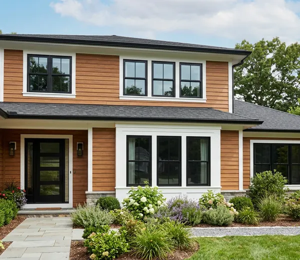 Wood-look siding with new trim