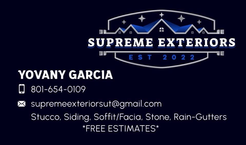 Supreme Exteriors business card with contact information